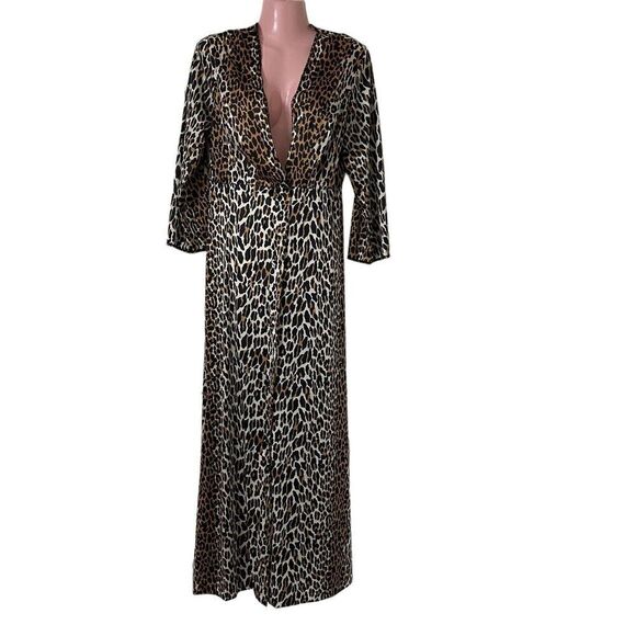 Vintage Vanity Fair Robe Women's Size 34 Leopard Animal Dressing Gown Deadstock - Picture 1 of 6
